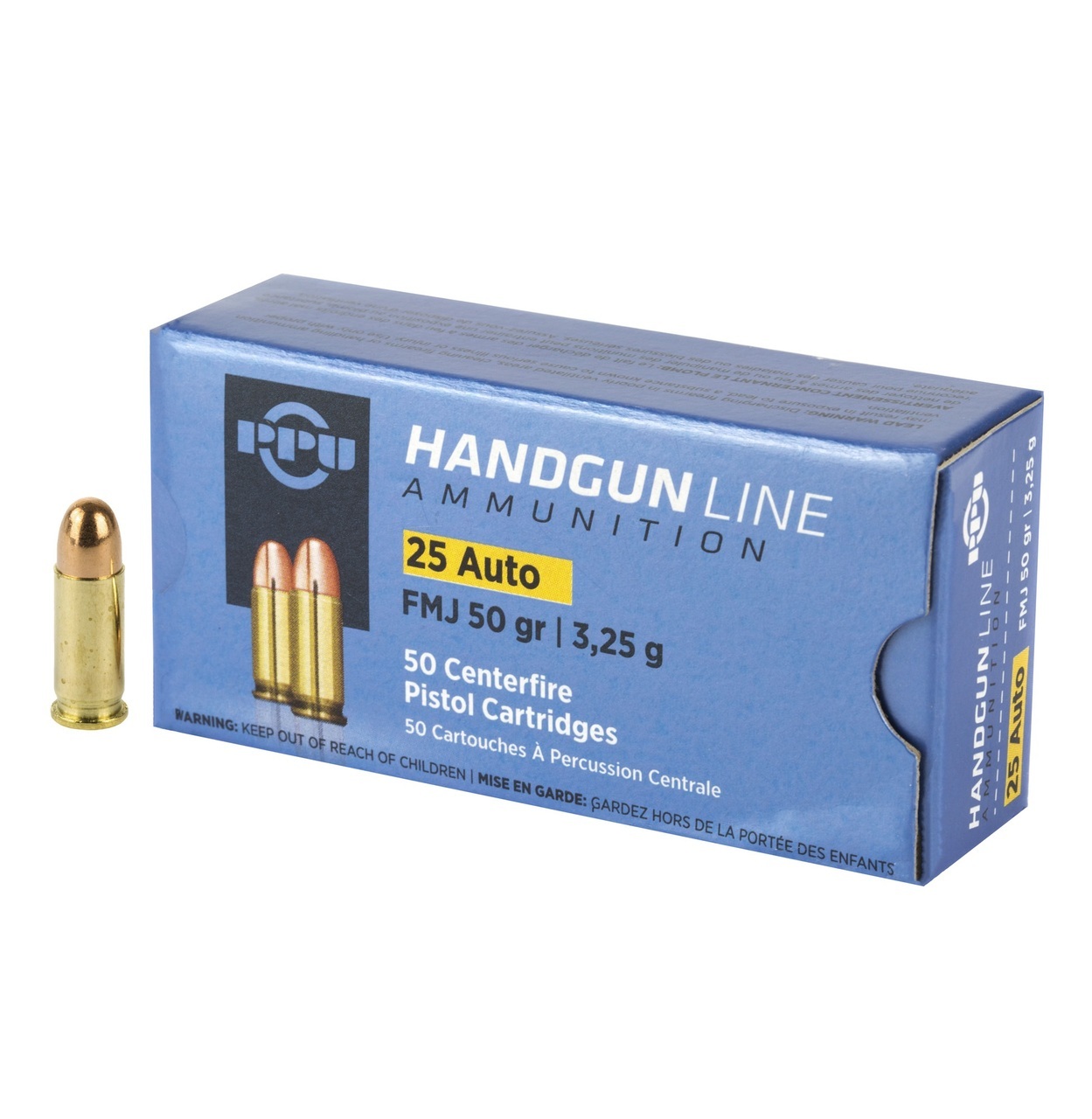 Pištoljski metak PPU 6,35mm .25 Auto FMJ 3,25g/50gr – PPU